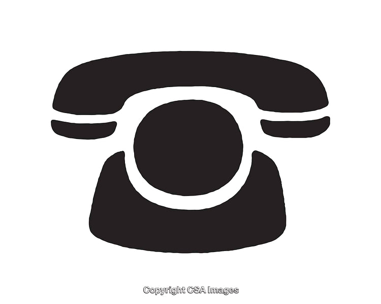 Black and White Icon of a Retro Telephone Symbol