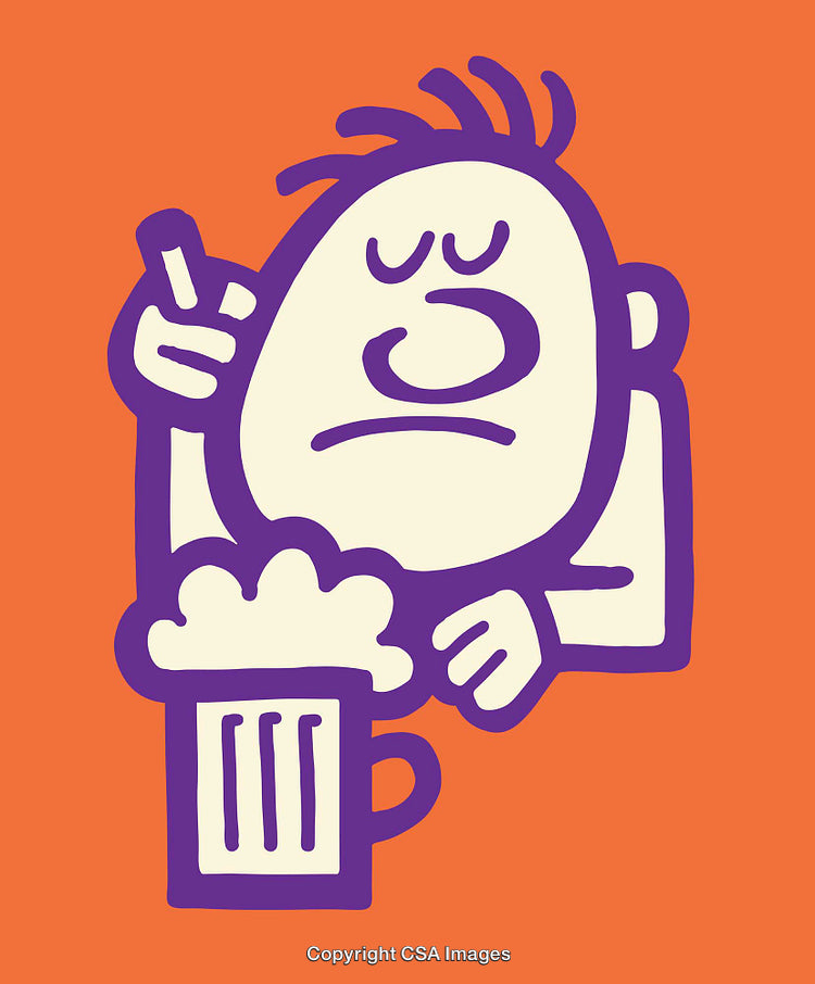 Illustration of Man Enjoying Beer with a Relaxed Expression