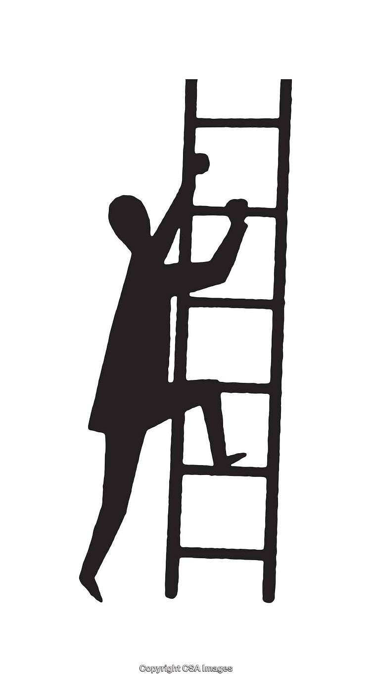 Silhouette Of Person Climbing Ladder Depicting Progress and Aspirations