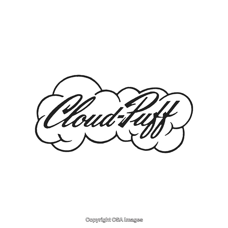 Cloud-Themed Logo Featuring Stylish Calligraphy and Puff-Like Design Elements
