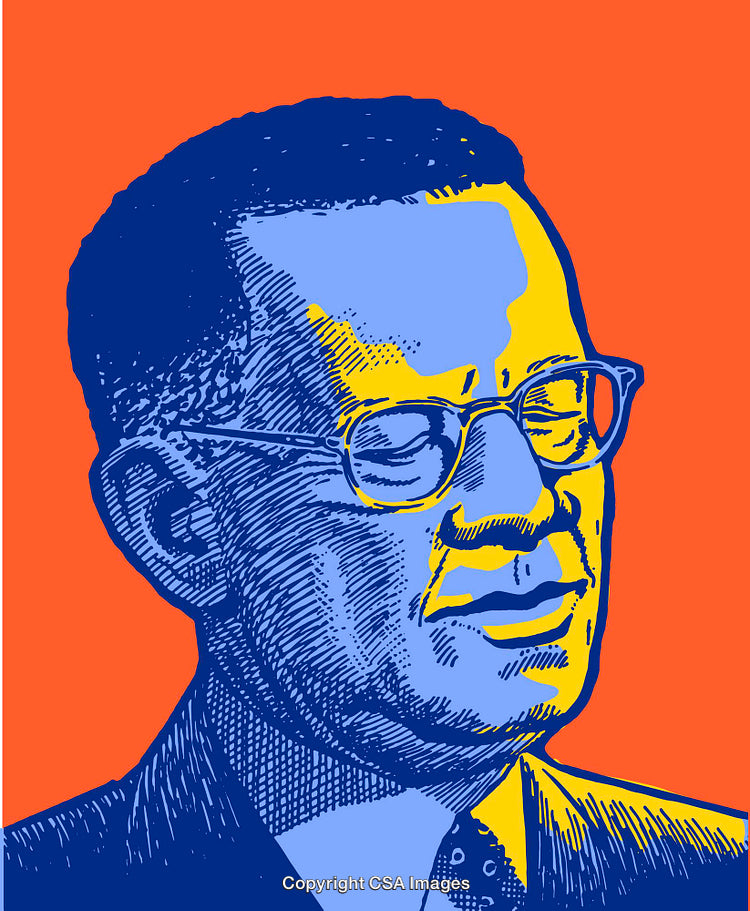 Colorful Line Art Portrait Illustration of a Person in Blue and Orange