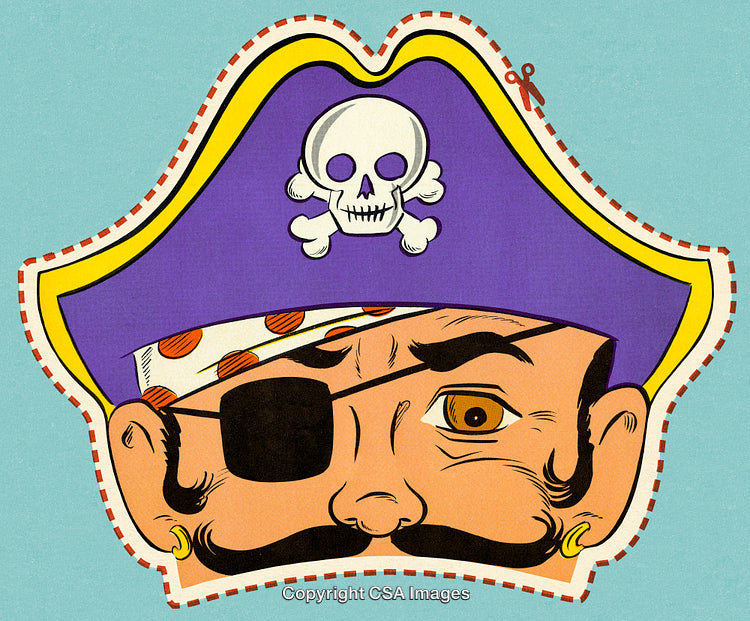 Colorful Pirate Mask Illustration with Skull Hat and Eye Patch