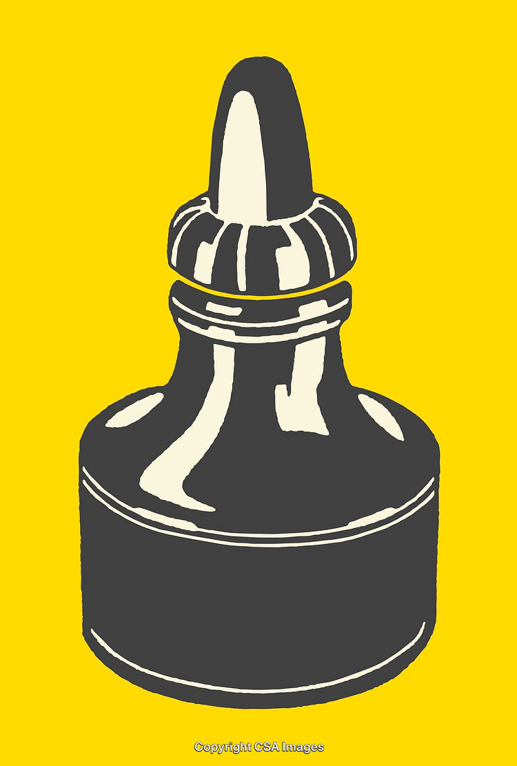 Illustration of a Vintage Bottle on a Bright Yellow Background