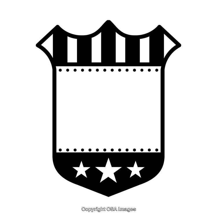 Black and White Shield Border with Stars and Stripes Design