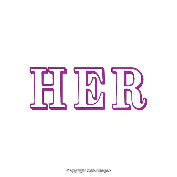 Purple Typography Display Featuring the Word 'HER' in Bold Letters