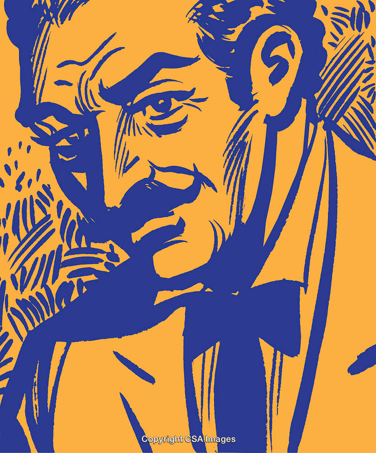 Colorful Expressionist Illustration of a Man with an Intriguing Expression