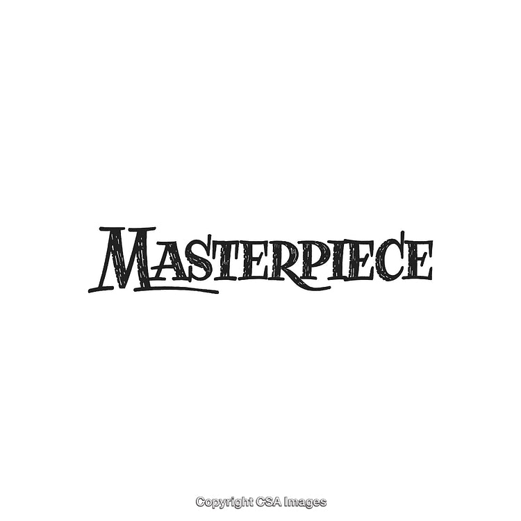 Vintage Typography Display Featuring the Word Masterpiece on a White Background