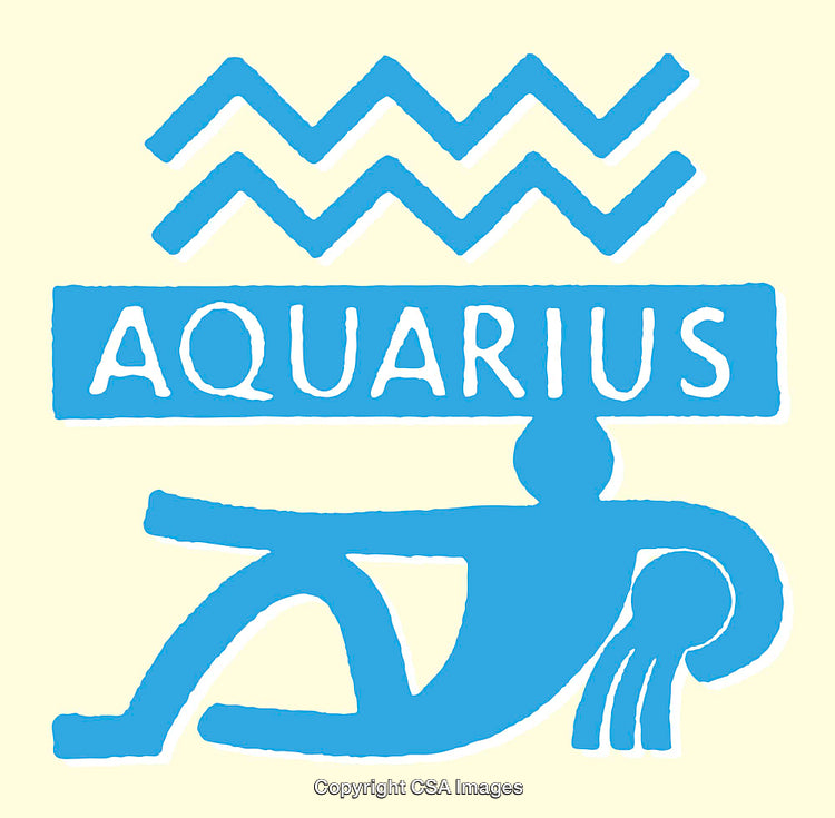 Blue Aquarius Symbol with Abstract Art Line Design