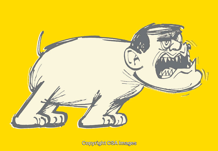 Bold Illustration of a Fierce Hybrid Creature in Minimalist Style