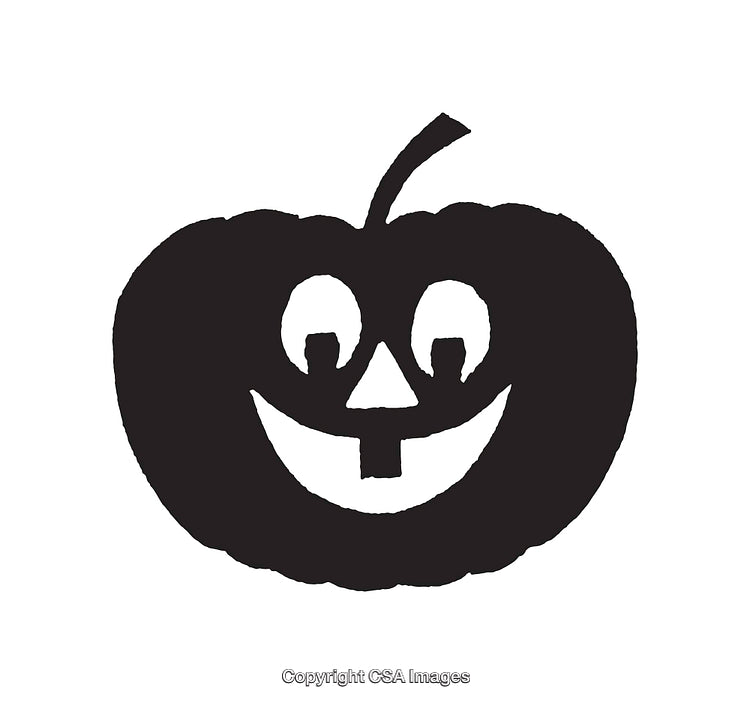 Black and White Smiling Jack-O'-Lantern Halloween Illustration