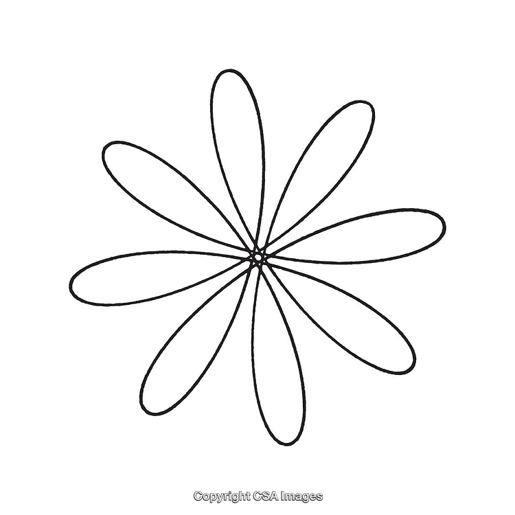 Minimalist Black and White Geometric Patterned Flower Shape Illustration