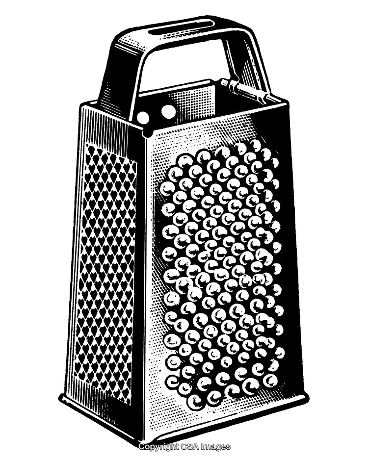 Vintage Black and White Illustration of a Box Grater Design