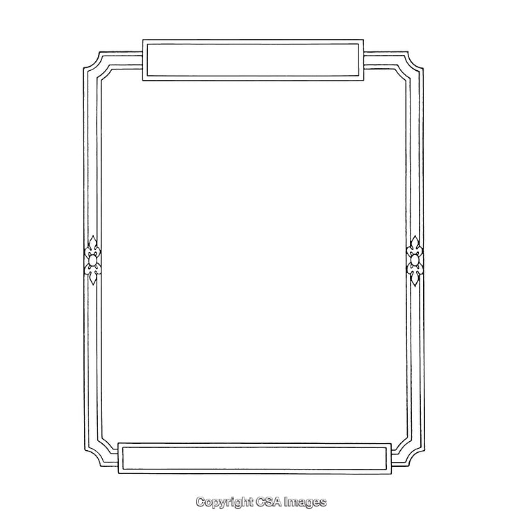 Decorative Black and White Border With Elegant Floral Accents