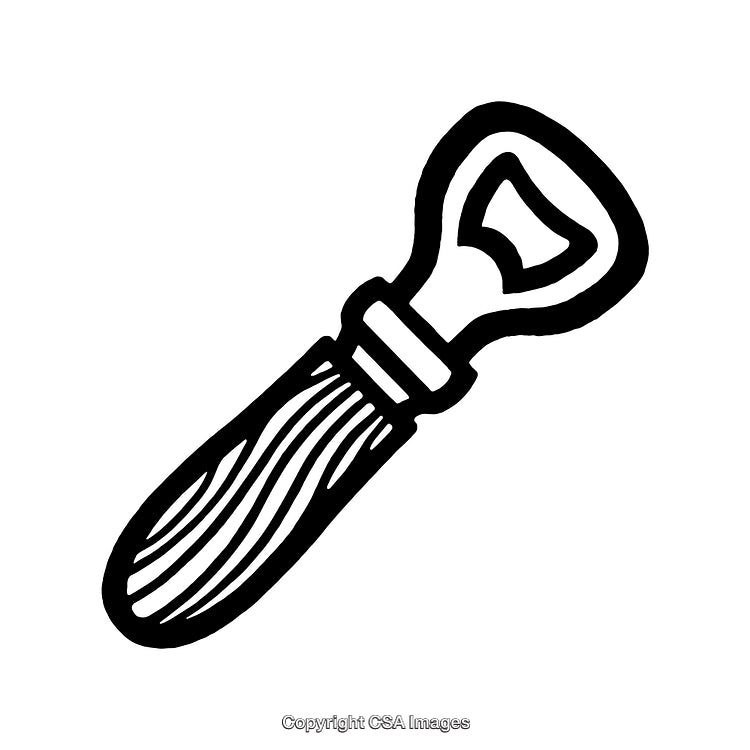 Black and White Line Art Illustration of a Bottle Opener