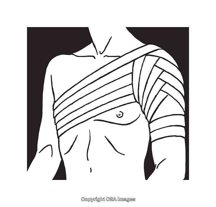 Line Art of Shoulder Bandage Wrapping Illustration in Black and White