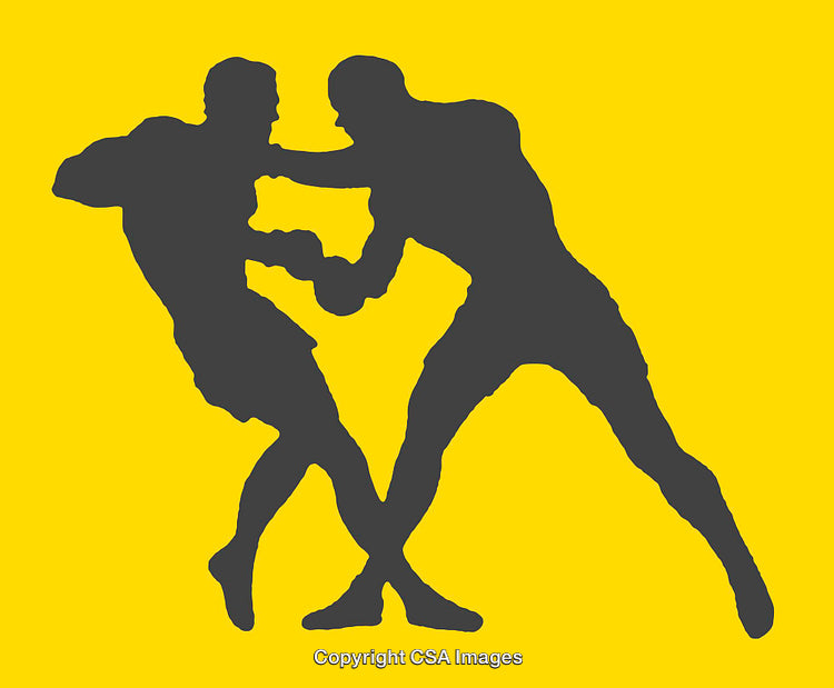 Boxing Silhouettes Over Bold Yellow Background in Dynamic Action Pose