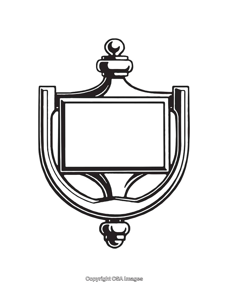 Decorative Black And White Line Art Illustration of Vintage Plaque Design