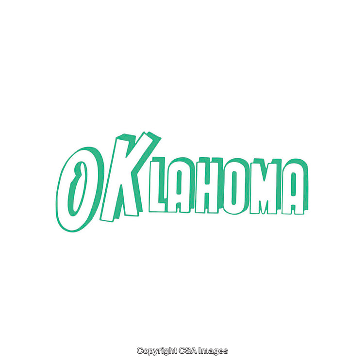 Retro Oklahoma Typography in Stylized Green Capitalized Font