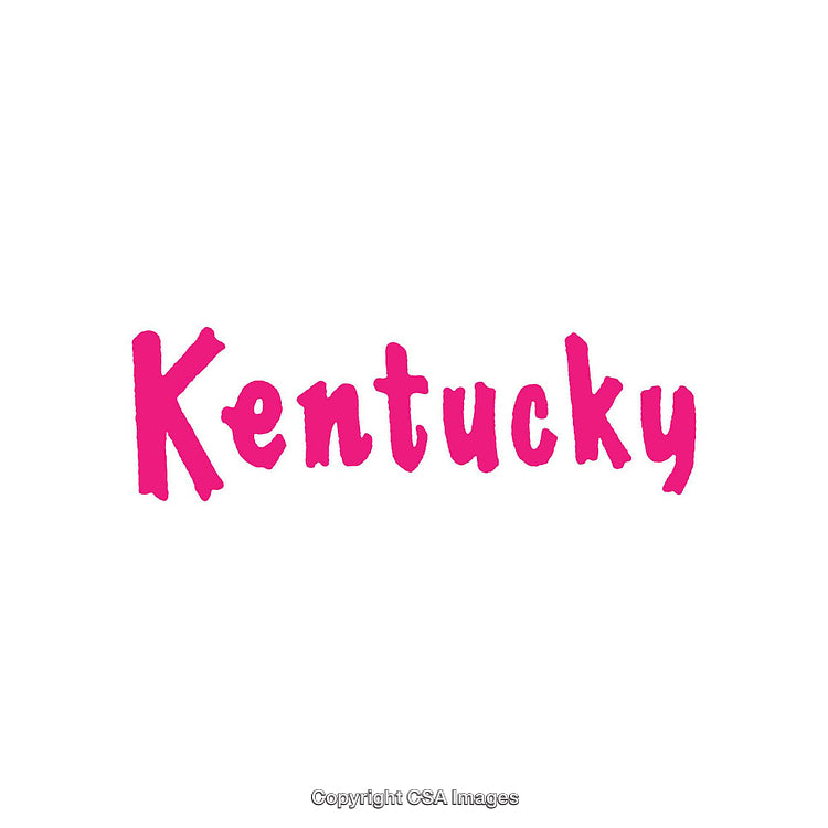 Stylized Kentucky Text in Vibrant Pink Bold Lettering on White