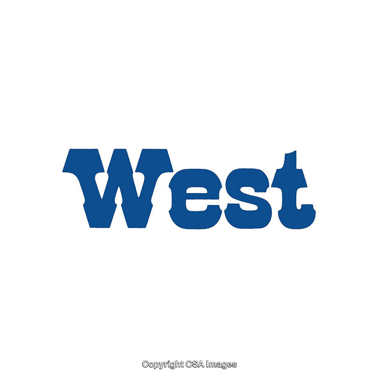 Bold Blue Western-Inspired Typography Centered on White Background