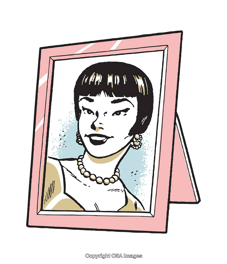 Illustration of a Portrait in a Frame with Elegant Accessories