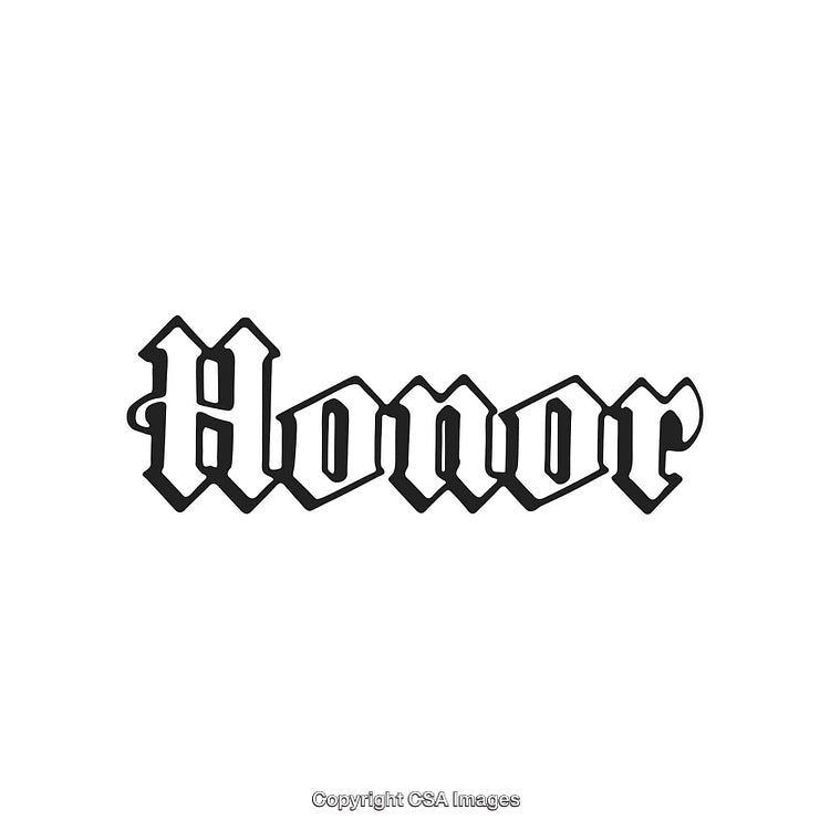 Black Old English Typography Artwork Featuring the Word 'Honor'