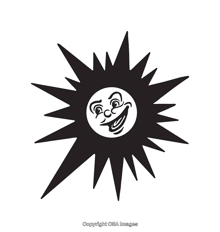 Smiling Sun Design With Expressive Art and Sharp Rays