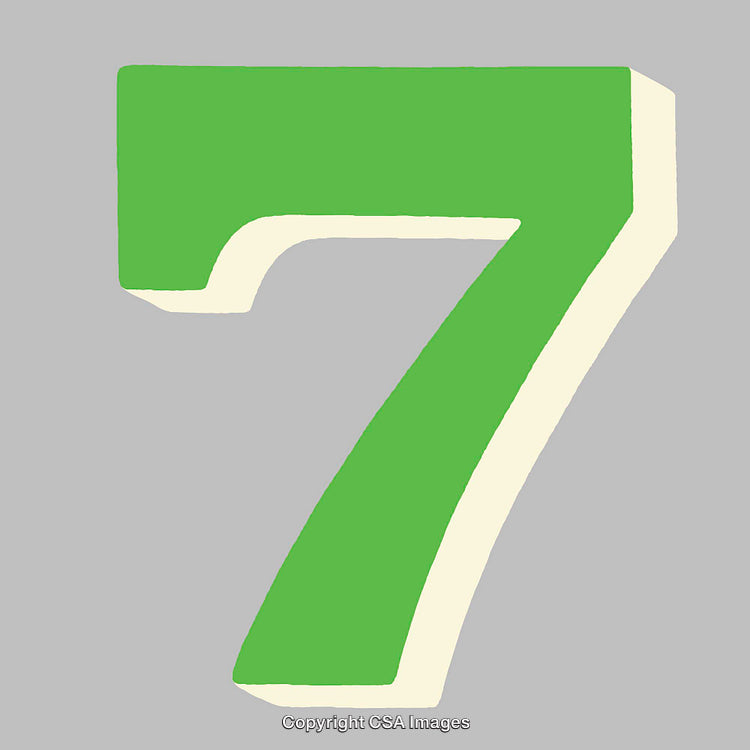 Green Number Seven With Unique Style on Gray Background