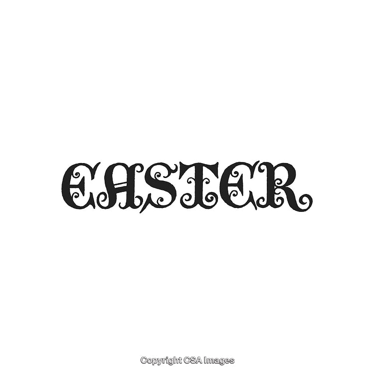 Elegant Black Easter Text with Decorative Elements on a White Background