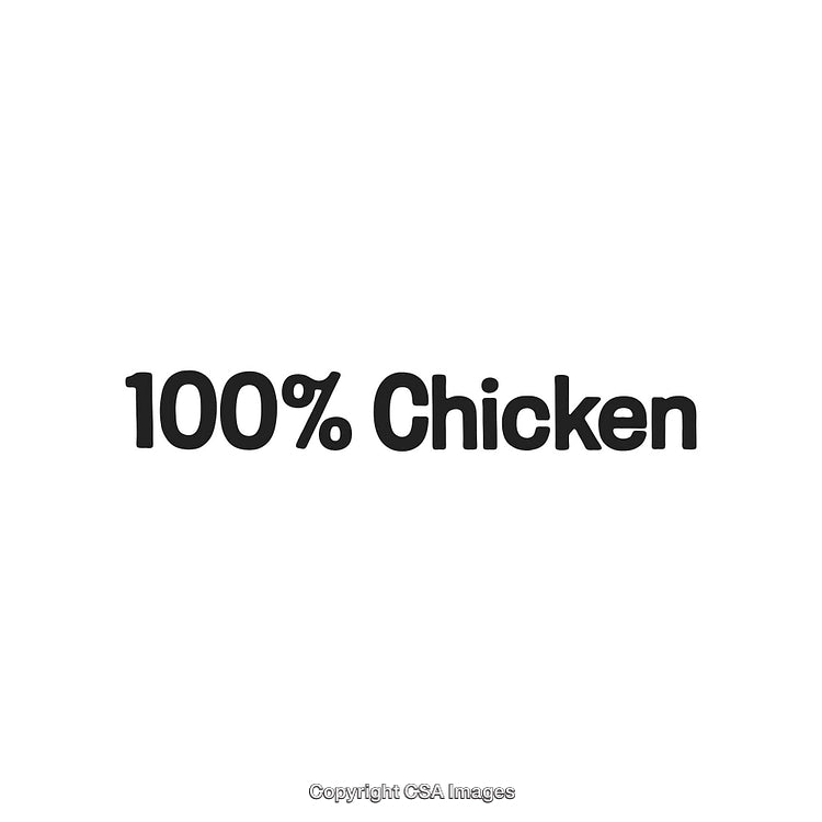 Bold Typography Reading '100% Chicken' on a Clean White Background