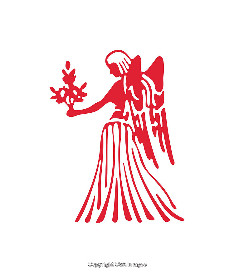 Red Icon of Virgo The Maiden Zodiac Symbol Isolated