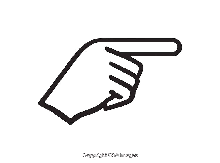 Black and White Line Art of Pointing Hand Icon Illustration