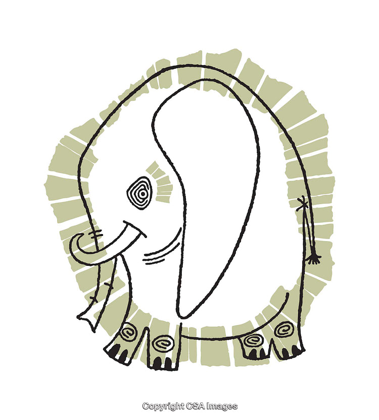 Whimsical Abstract Elephant Illustration With Artistic Hand-Drawn Details