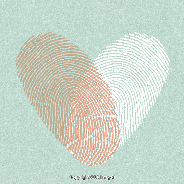 Heart Shape Formed by Overlapping Fingerprints with Soft Pastel Colors