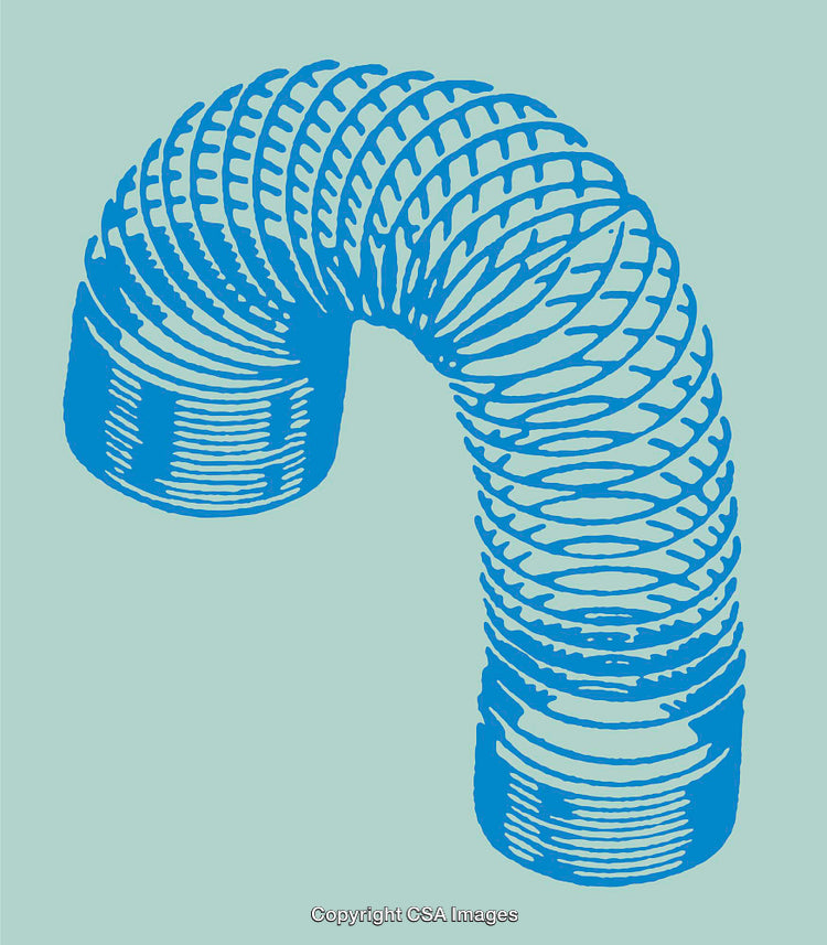 Stylized Blue Line Art of a Flexible Spring on Light Background