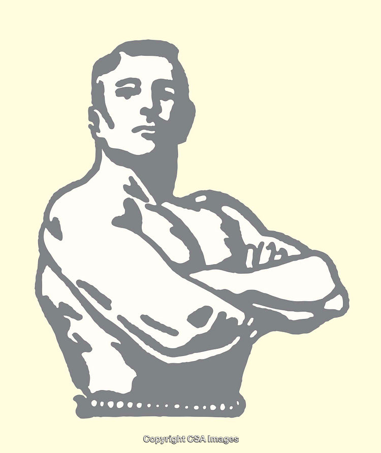Bold Line Art Illustration of a Confident Muscular Male Figure
