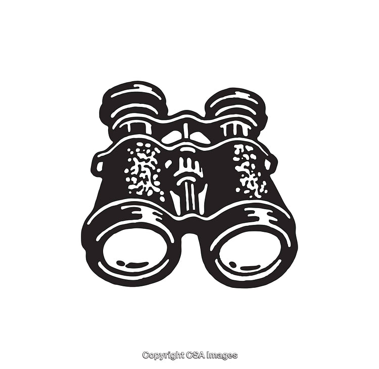 Black And White Line Art Illustration of Binoculars