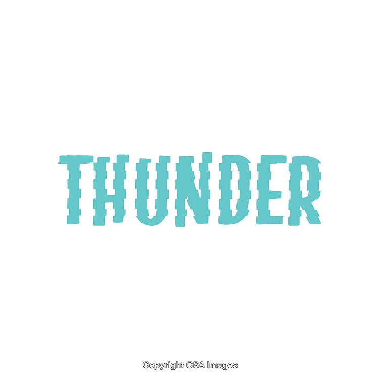 Stylized Text Design with the Word Thunder in Blue Typeface