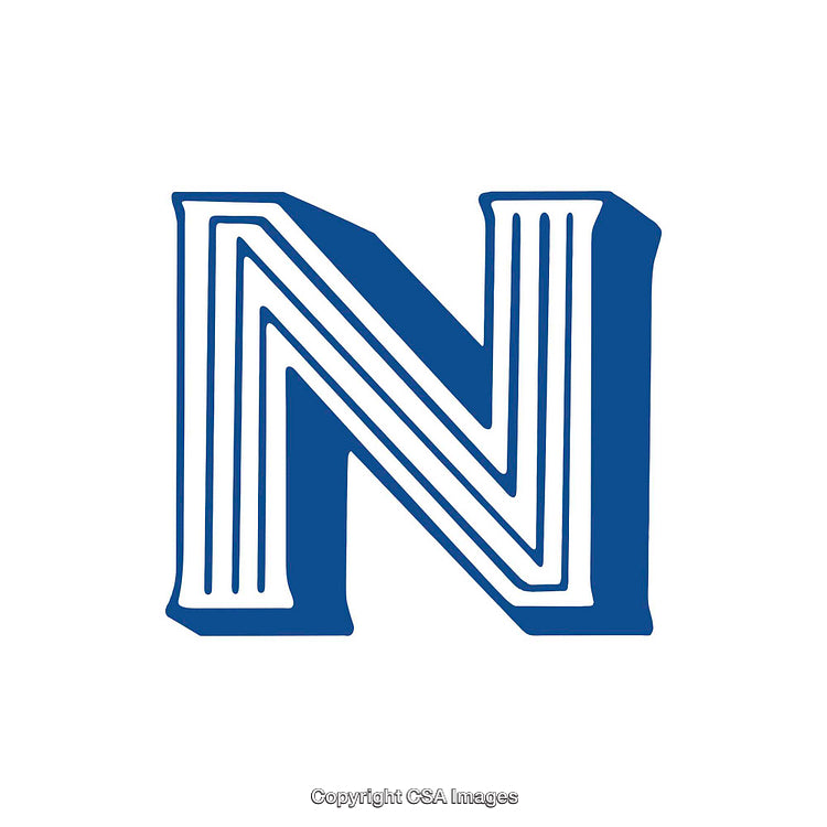 Artistic Blue Letter N with Geometric Style Design