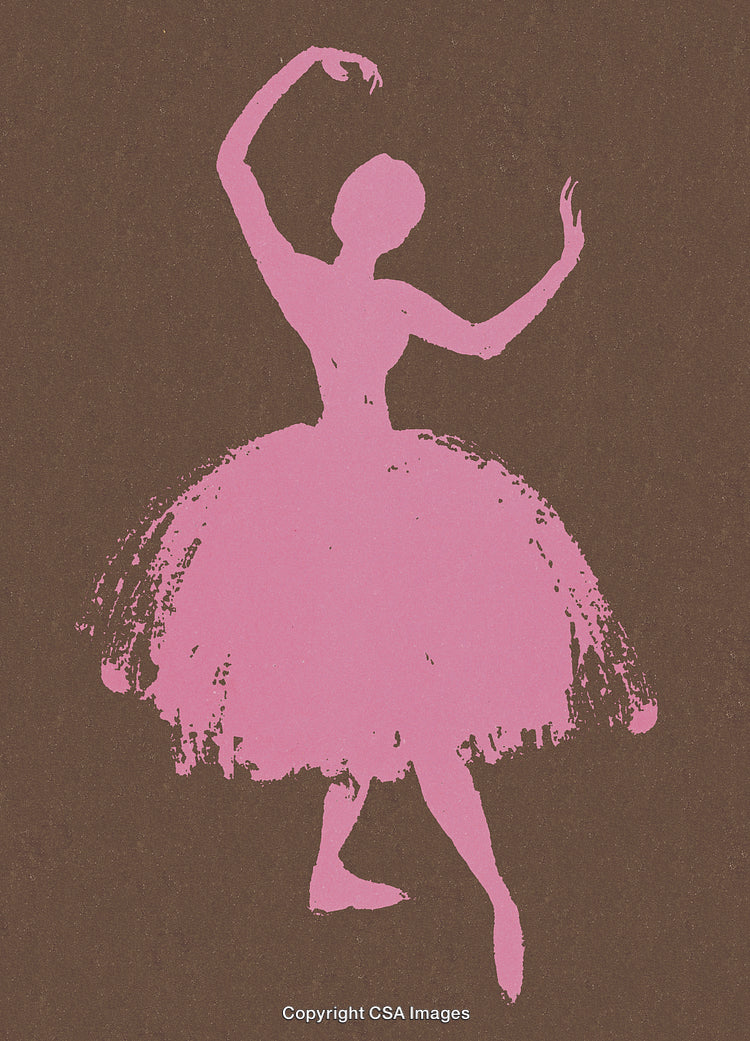 Elegant Pink Ballerina Silhouette on Vintage Brown Textured Background