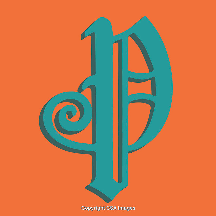Abstract Artistic Representation of the Letter P in Bold Colors