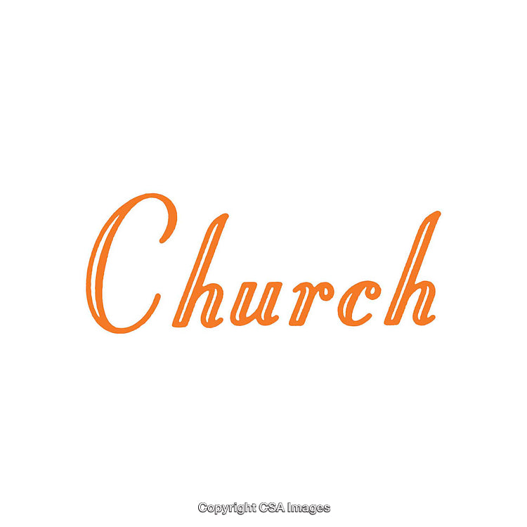 Elegant Typographic Orange 'Church' Word on White Background