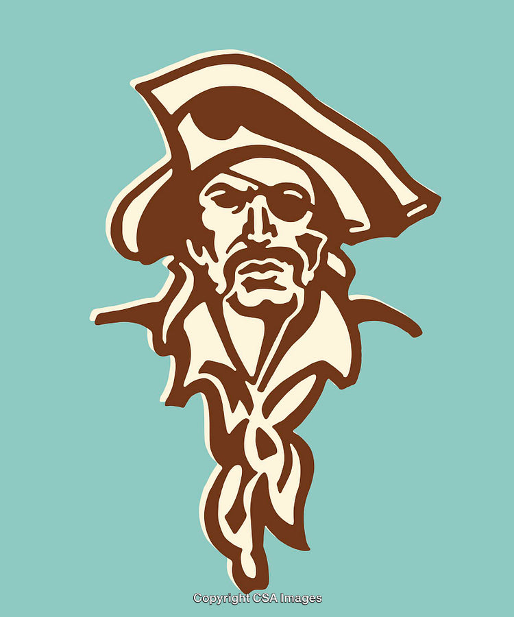 Vintage Pirate Illustration Depicting Maritime Adventure and Nautical Themes