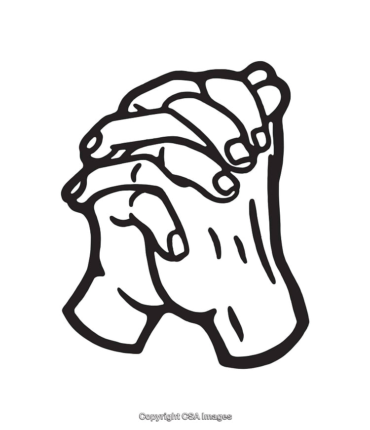 Black and White Illustration of Interlocked Hands Depicting Unity and Hope