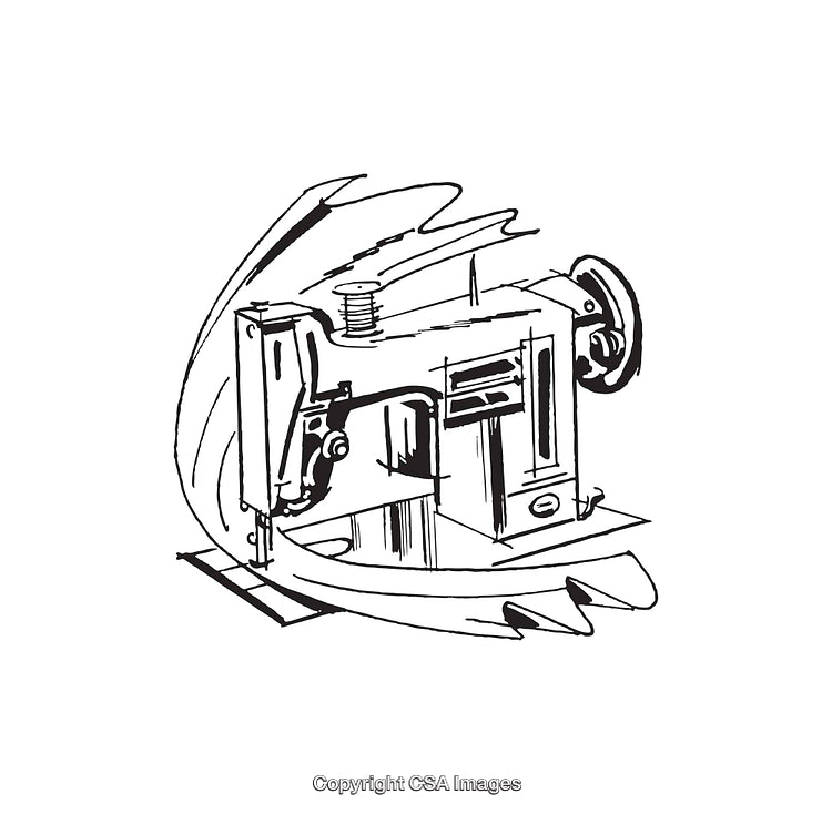 Vintage Sewing Machine Line Illustration with Artistic Flair and Detail