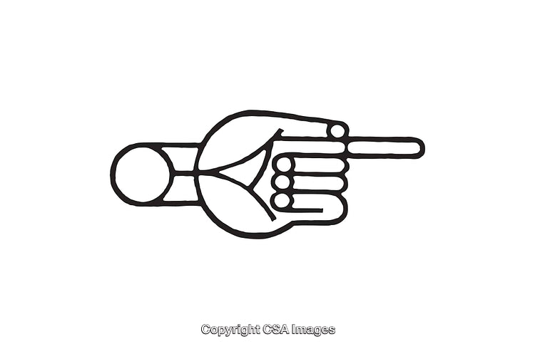 Black And White Line Art of a Pointing Hand Symbol