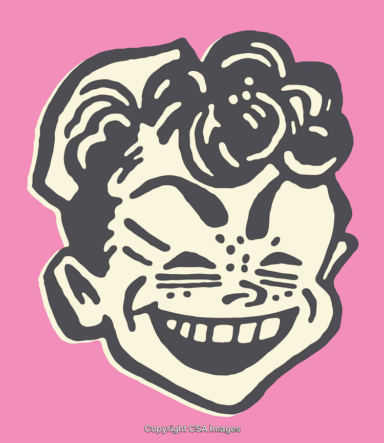 Smiling Face Line Art Illustration on a Vibrant Pink Background