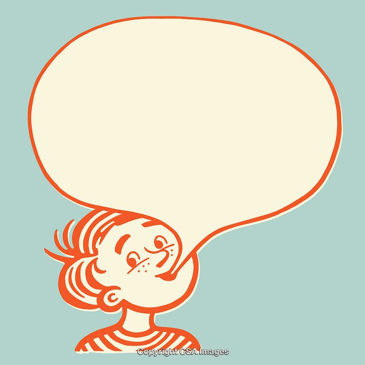 Colorful Cartoon Illustration of a Child Speech Bubble with Retro Design