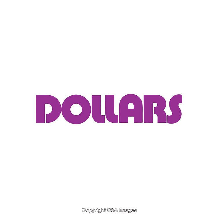 Purple Typography Display of the Word 'Dollars' on White Background