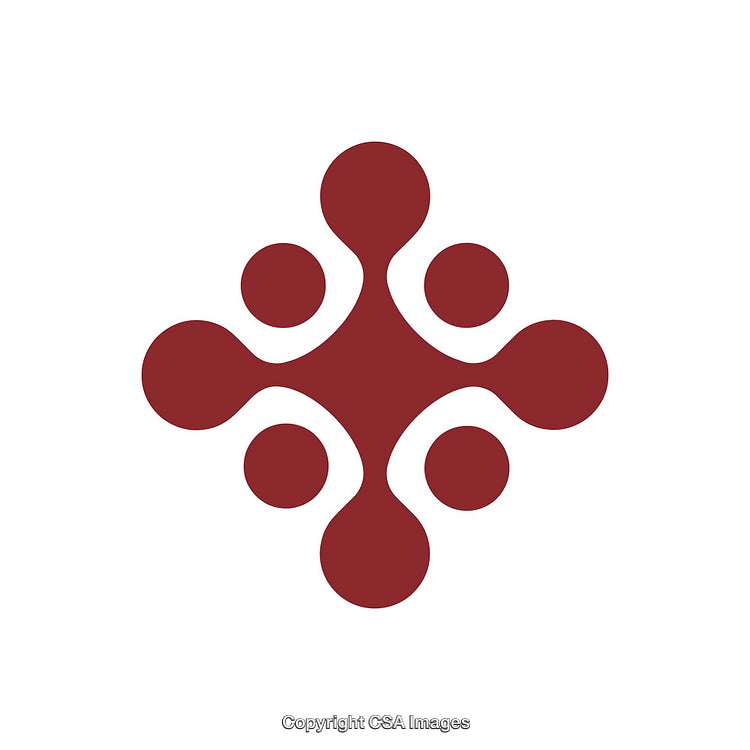 Modern Symmetrical Abstract Shape in Red on White Background